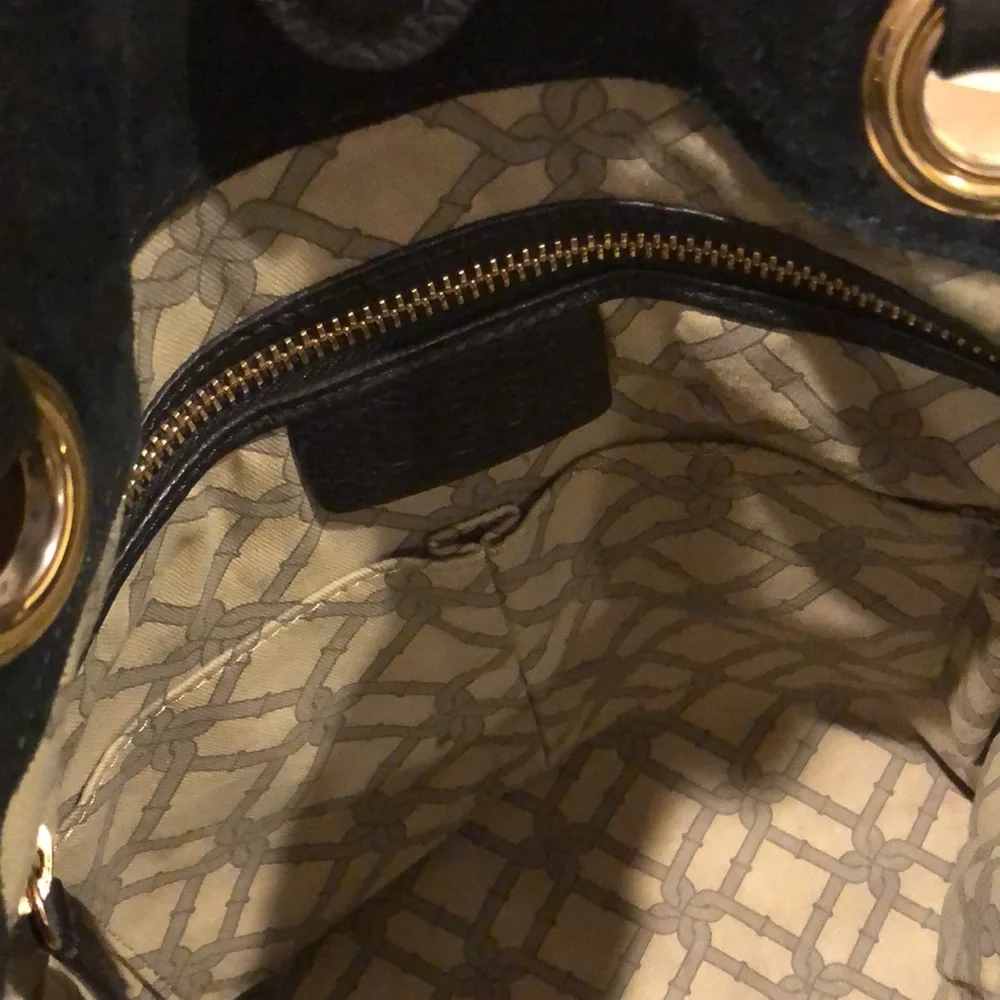 UGG Black Suede Tote Leather Shoulder Bag